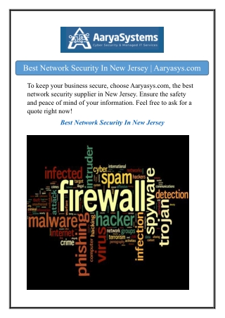 Best Network Security In New Jersey | Aaryasys.com