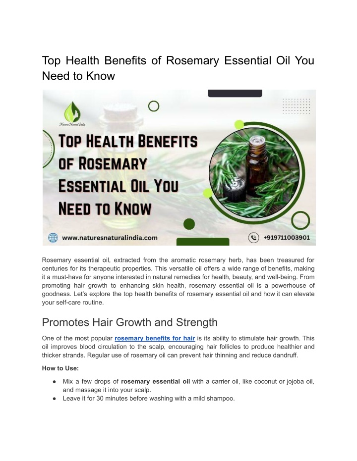 top health benefits of rosemary essential