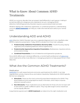 What to Know About Common ADHD Treatments