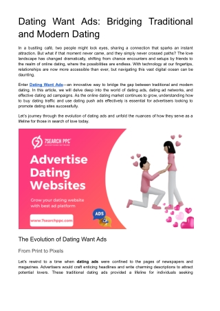 Dating Want Ads: Bridging Traditional and Modern Dating