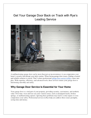 Top-Notch Garage Door Service in Rye: Efficiency You Can Trust
