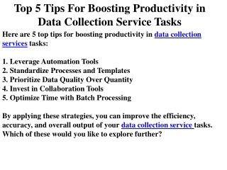 Top 5 Tips For Boosting Productivity in Data Collection Service Tasks