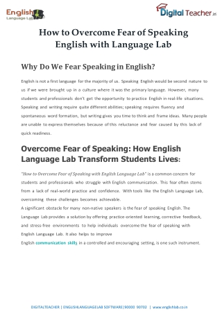 How to Overcome Fear of Speaking English with Language Lab