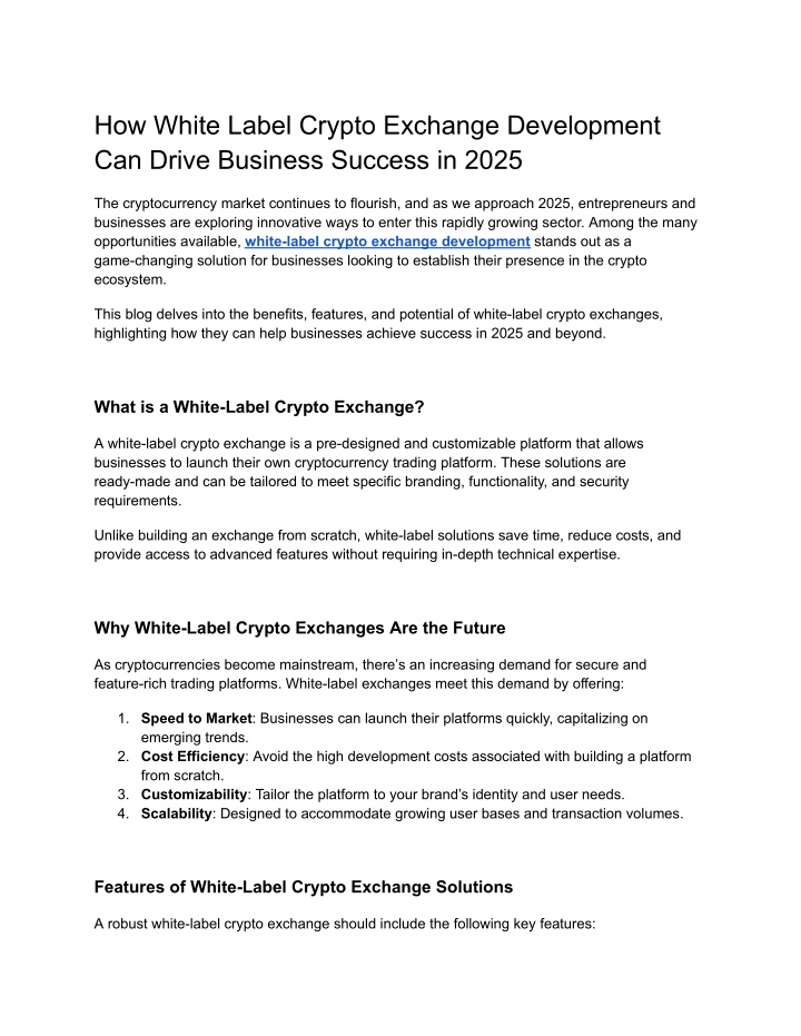 how white label crypto exchange development