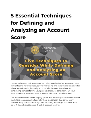 Five Techniques to Consider While Defining and Analysing an Account Score