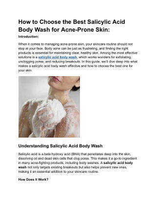 How to Choose the Best Salicylic Acid Body Wash for Acne-Prone Skin