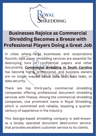 Businesses Rejoice as Commercial Shredding Becomes a Breeze with Professional..