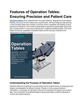 Untitled dFeatures of Operation Tables Ensuring Precision and Patient Carocument
