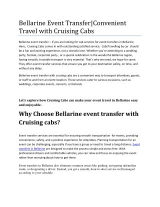 Bellarine Event Transfer for Convenient Travel with Cruising Cabs (1)