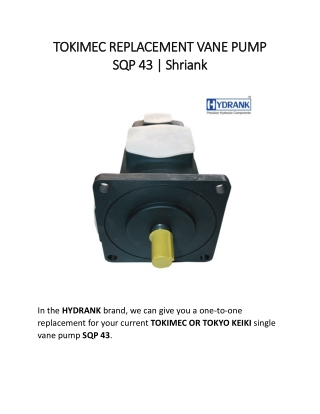 TOKIMEC REPLACEMENT VANE PUMP