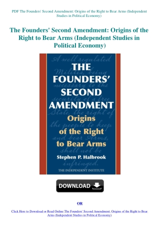 PDF The Founders' Second Amendment Origins of the Right to Bear Arms (Independent Studies in Politic