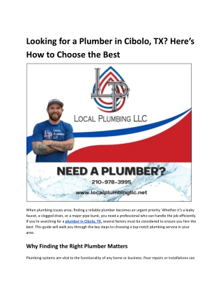looking for a plumber in cibolo tx here