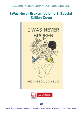 READ Books I Was Never Broken Volume 1 Special Edition Cover