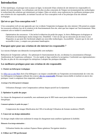 Les meilleures pratiques pour une création de site responsable