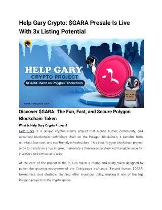 help gary crypto gara presale is live with