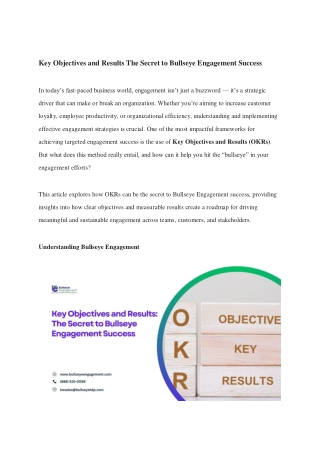 Key Objectives and Results The Secret to Bullseye Engagement Success