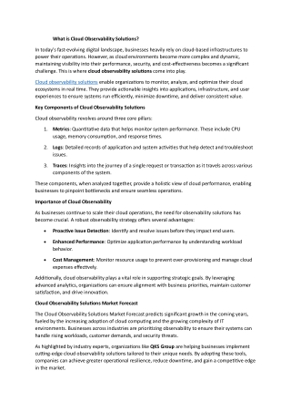 What is Cloud Observability Solutions
