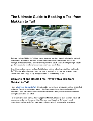 the ultimate guide to booking a taxi from makkah