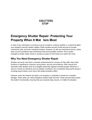emergency shutter repair protecting your property