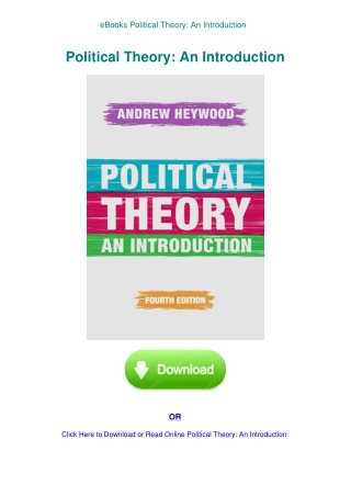 eBooks Political Theory An Introduction