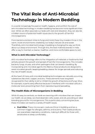 The Vital Role of Anti-Microbial Technology in Modern Bedding