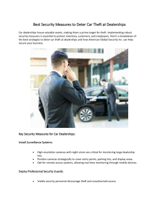 Best Security Measures to Deter Car Theft at Dealerships