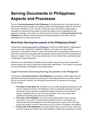 serving documents in philippines aspects