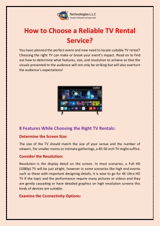 How to Choose a Reliable TV Rental Service?