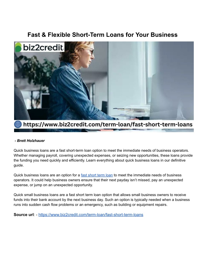 fast flexible short term loans for your business