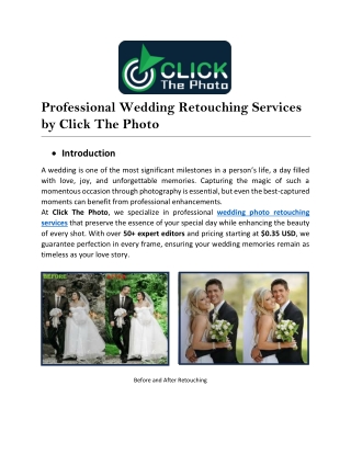 Professional Wedding Retouching Services by Click The Photo