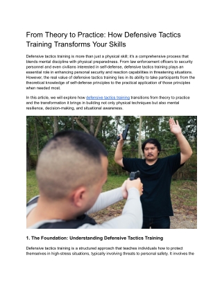How Defensive Tactics Training Transforms Your Skills