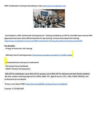 pmp certification training in des moines