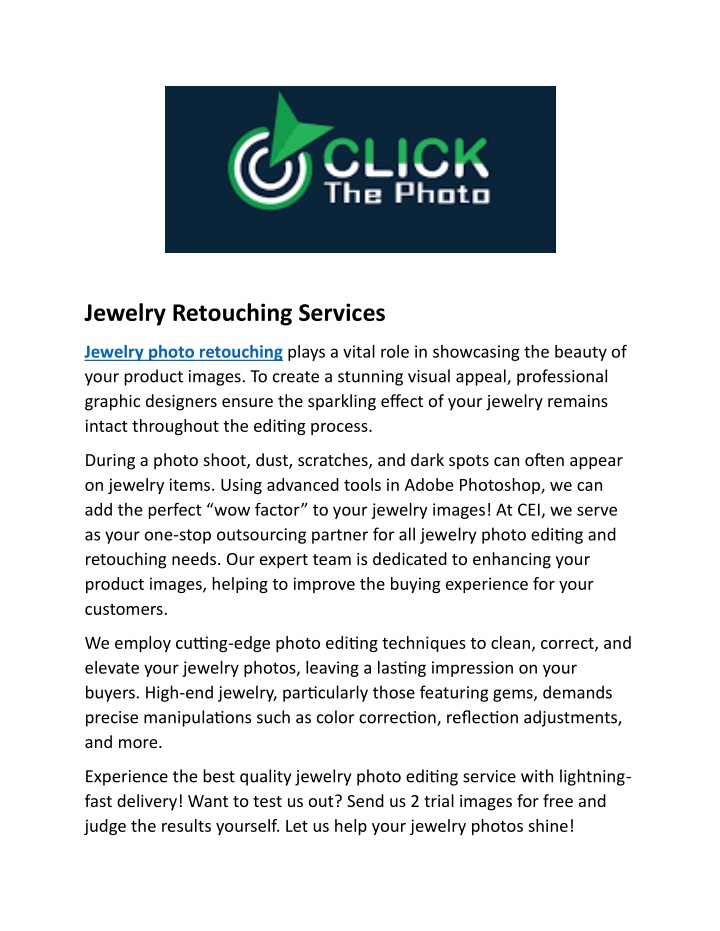 jewelry retouching services