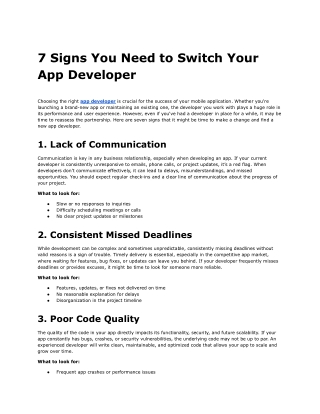 7 Signs You Need to Switch Your App Developer