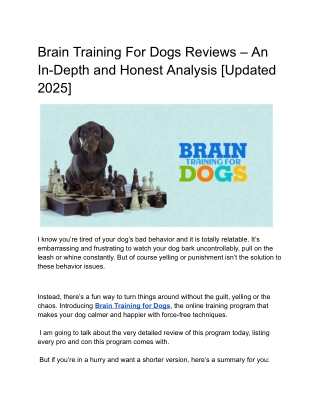 Brain Training For Dogs Review Updated 2025