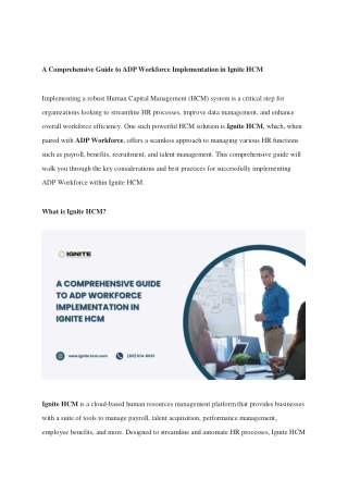 A Comprehensive Guide to ADP Workforce Implementation in Ignite HCM