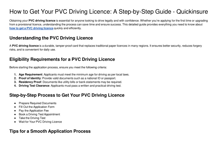 how to get your pvc driving licence a step by step guide quickinsure