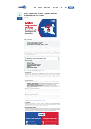 MSME Registration in India Benefits, Challenges, and Key Insights