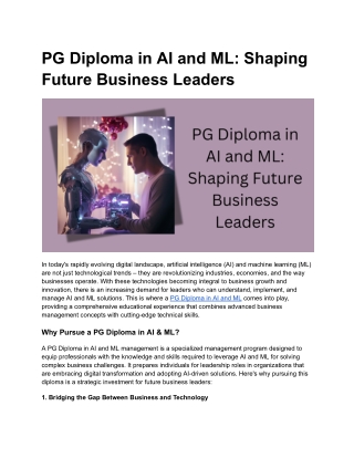 PG Diploma in AI and ML_ Shaping Future Business Leaders