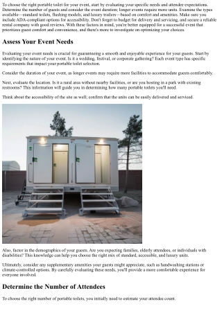 to choose the right portable toilet for your