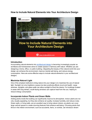 How to Include Natural Elements into Your Architecture Design