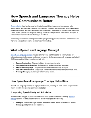 How Speech and Language Therapy Helps Kids Communicate Better