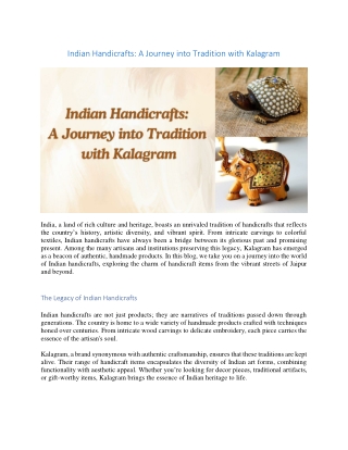 Indian Handicrafts A Journey into Tradition with Kalagram