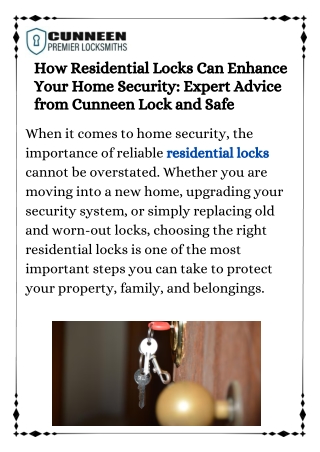 How Residential Locks Can Enhance Your Home Security Expert Advice from Cunneen Lock and Safe (1)