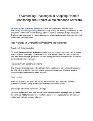 Prescient- Overcoming Challenges in Adopting Remote Monitoring and Predictive Maintenance Software