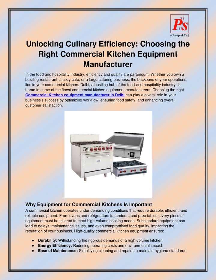 unlocking culinary efficiency choosing the right