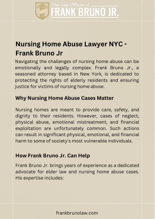 Nursing Home Abuse Lawyer NYC - Frank Bruno Jr