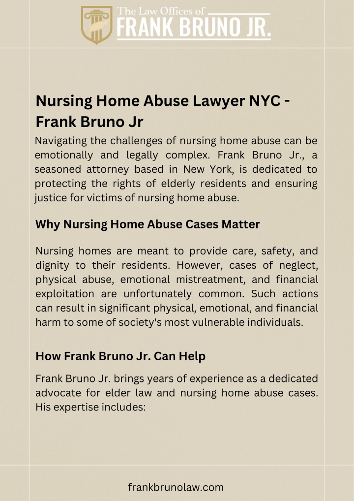 nursing home abuse lawyer nyc frank bruno