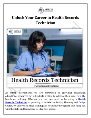 Unlock Your Career in Health Records Technician