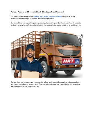 Reliable Packers and Movers in Nepal - Himalayan Royal Transport
